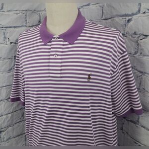 Polo Ralph Lauren Polo Shirt Purple Striped Pony Classic Fit Vintage Y2K XXL 2XL